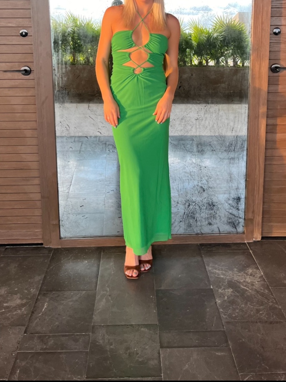 Revolve Green Cutout Ruched Maxi Dress - Women